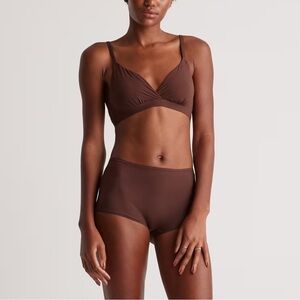 NWOT Quince Second Skin Crossover Bralette (2-pack) in Brown Cocoa Sz Large